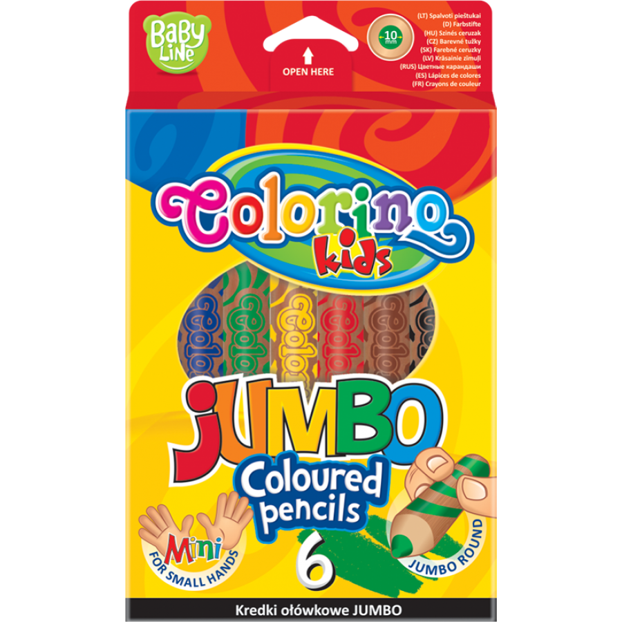 Kulaté pastelky Colorino JUMBO s ořezávátkem – 6 barev
