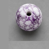 Kulaté skleněné korálky s mramorovým efektem 8 mm – 15 ks – purpurově bílá