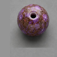 Kulaté skleněné korálky s mramorovým efektem 8 mm – 15 ks – purpurově hnědá