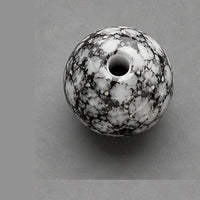 Kulaté skleněné korálky s mramorovým efektem 8 mm – 15 ks – šedo-černá