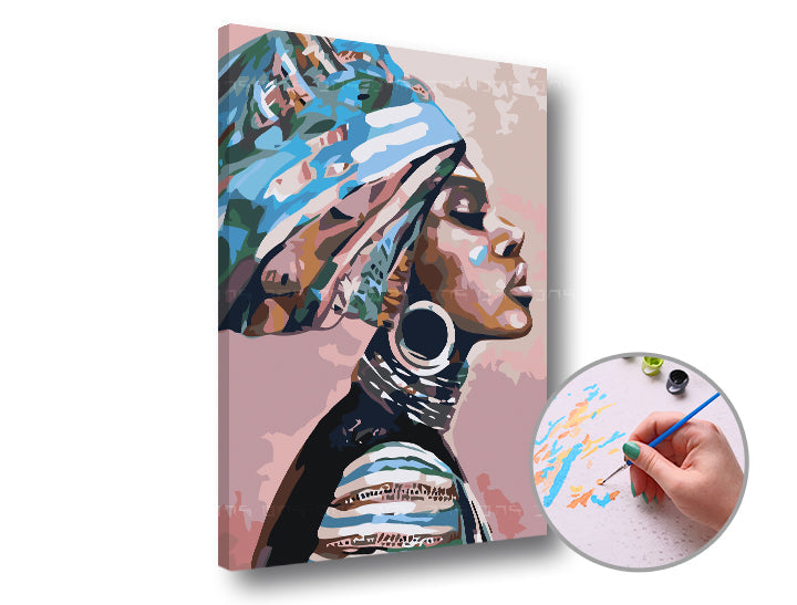 Malování podle čísel - Žena s turbanem – na rámu