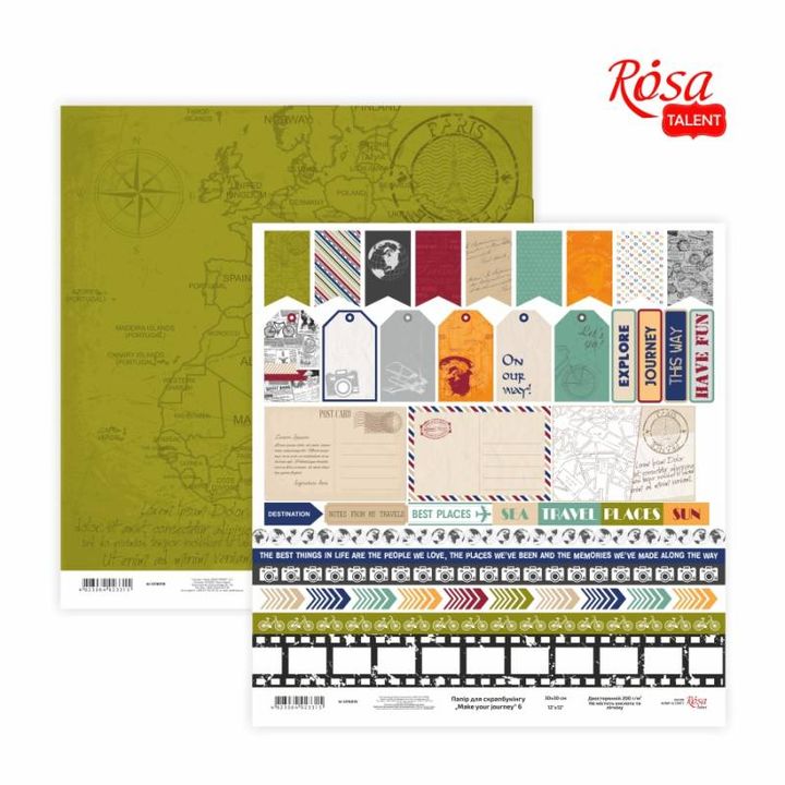 Scrapbookingové papíry 30,48 x 30,48 cm Make your journey – No. 6