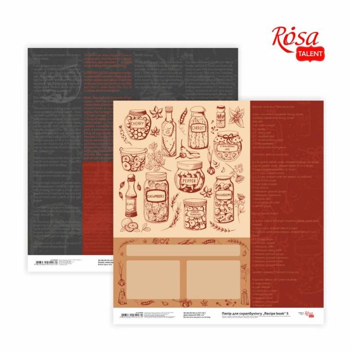 Scrapbookingové papíry 30,48 x 30,48 cm Kniha receptů – No. 5