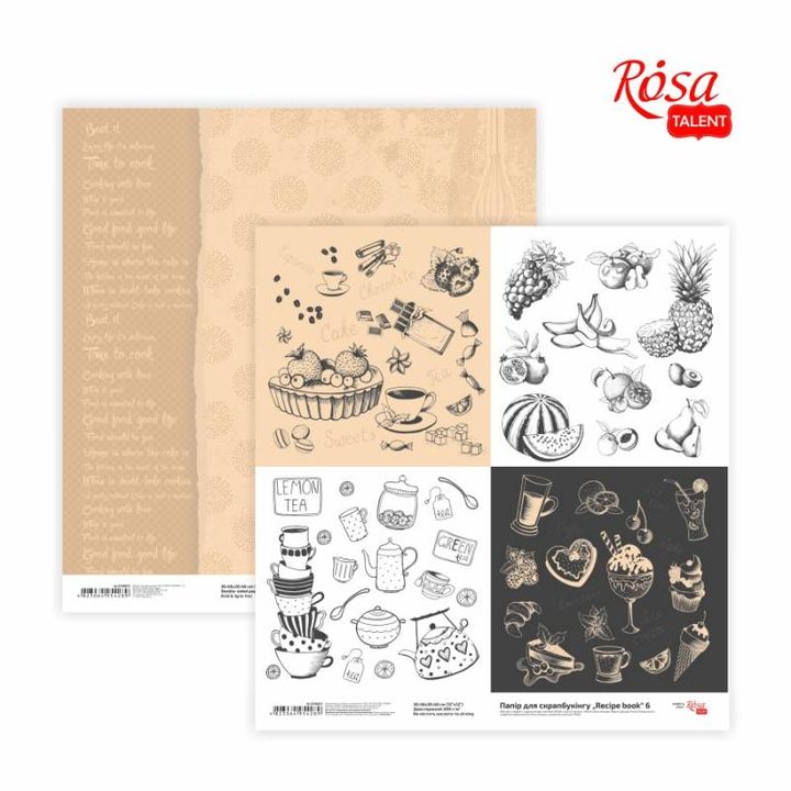Scrapbookingové papíry 30,48 x 30,48 cm Kniha receptů – No. 6
