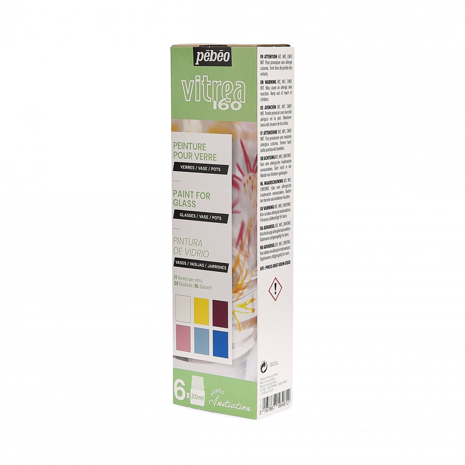 Pebeo Vitrea 160 sada barev na sklo 6 x 20 ml