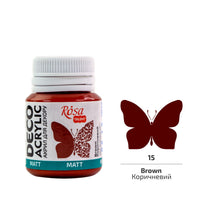 Akryl na dekorace, MATT, 20 ml, ROSA TALENT – Brown mat