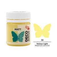 Akryl na dekorace, MATT, 20 ml, ROSA TALENT – Yellow Light mat