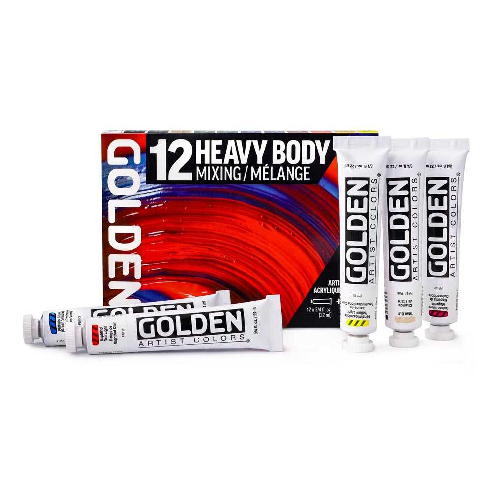 Sada akrylových barev GOLDEN Heavy Body Mixing 12 x 22 ml