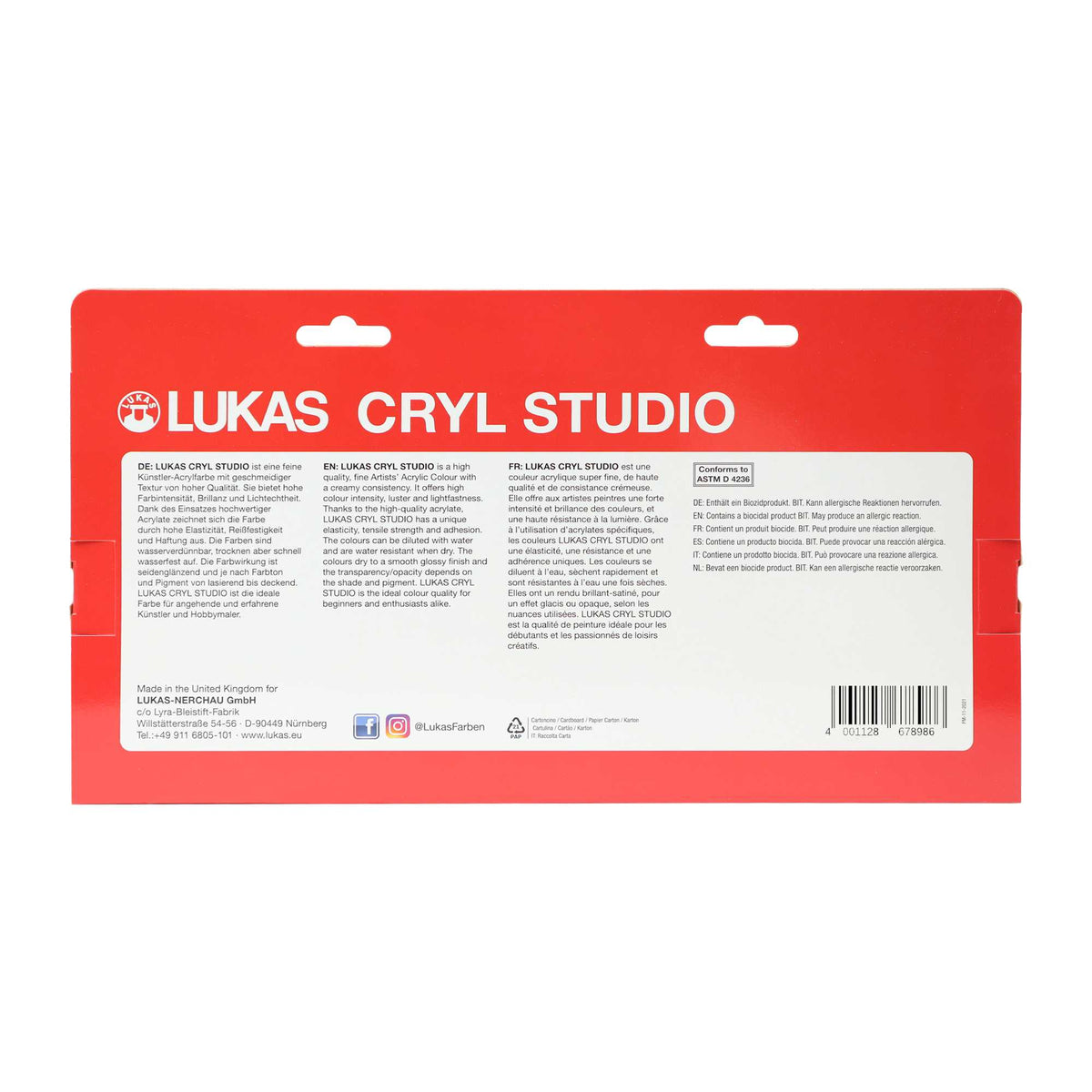 Sada akrylových barev LUKAS Cryl Studio 9 x 100 ml
