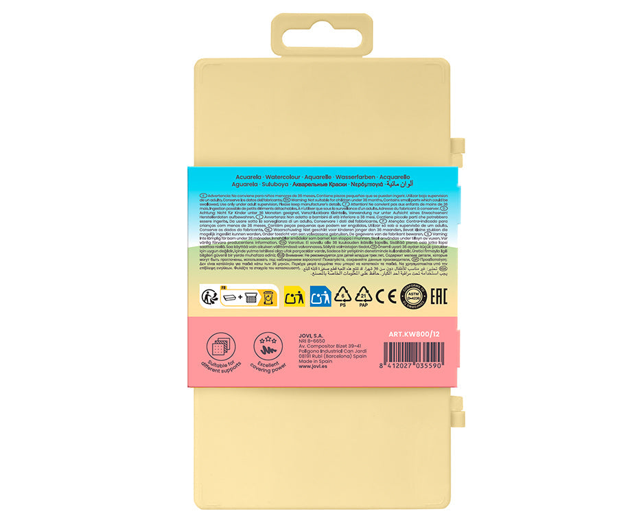 Sada akvarelových barev JOVI Kawaii 22 mm - 12 ks se štětcem
