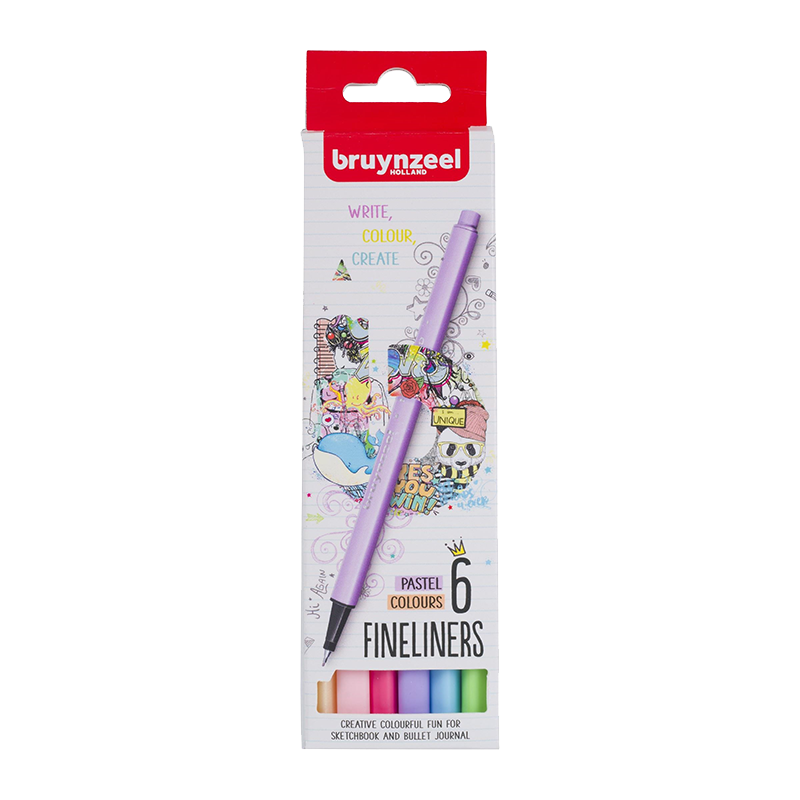 Sada popisovačů Bruynzeel Fineliner pastelové – 6 ks / 0,4 mm
