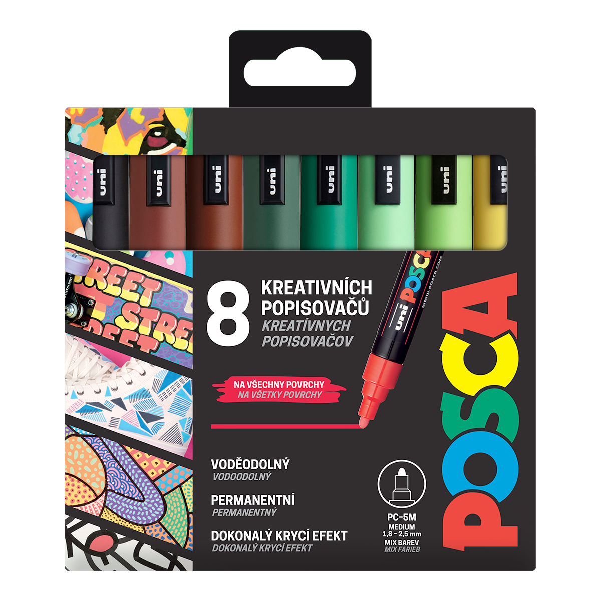 Sada popisovačů Posca PC-5M EARTH, 1,8 – 2,5 mm – 8 ks