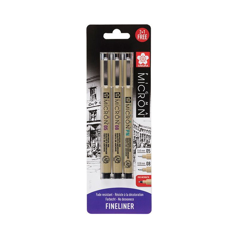 Sada technických per Sakura Pigma Micron - 3 ks