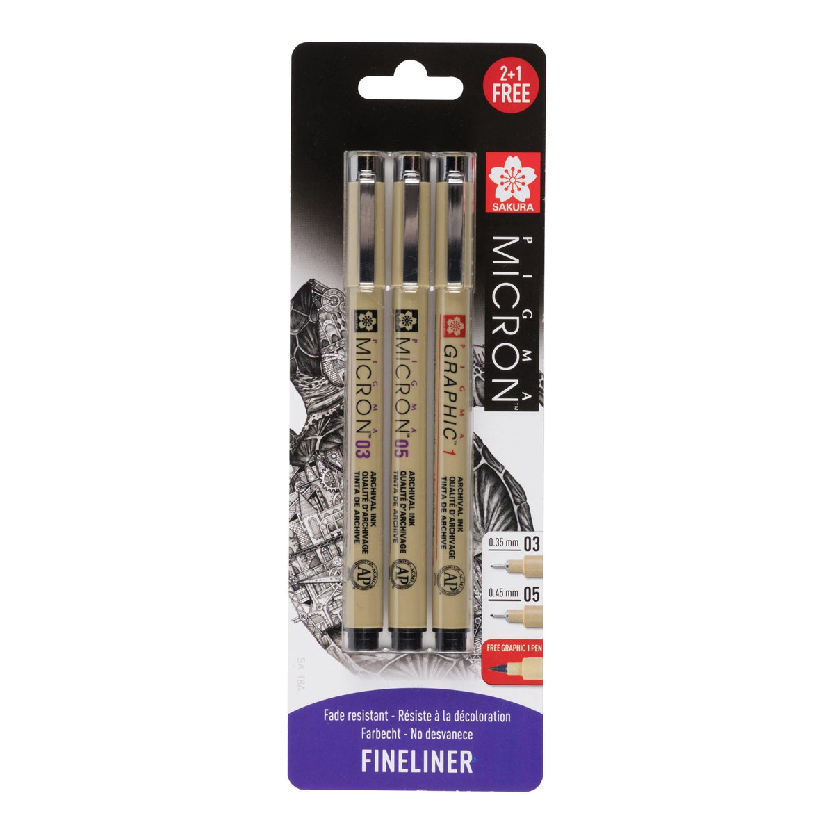 Sada technických per SAKURA Pigma Micron a Graphic 3 ks