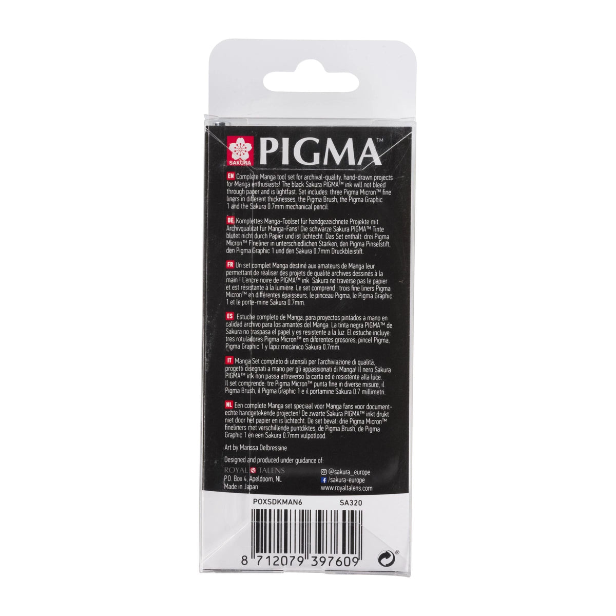 Sada technických per SAKURA Pigma Micron Manga - 6 ks černá