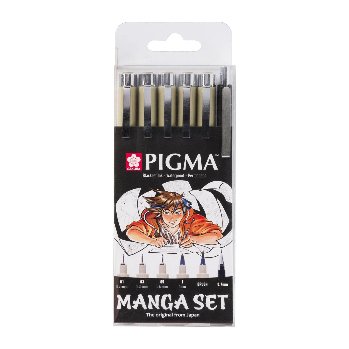 Sada technických per SAKURA Pigma Micron Manga - 6 ks černá
