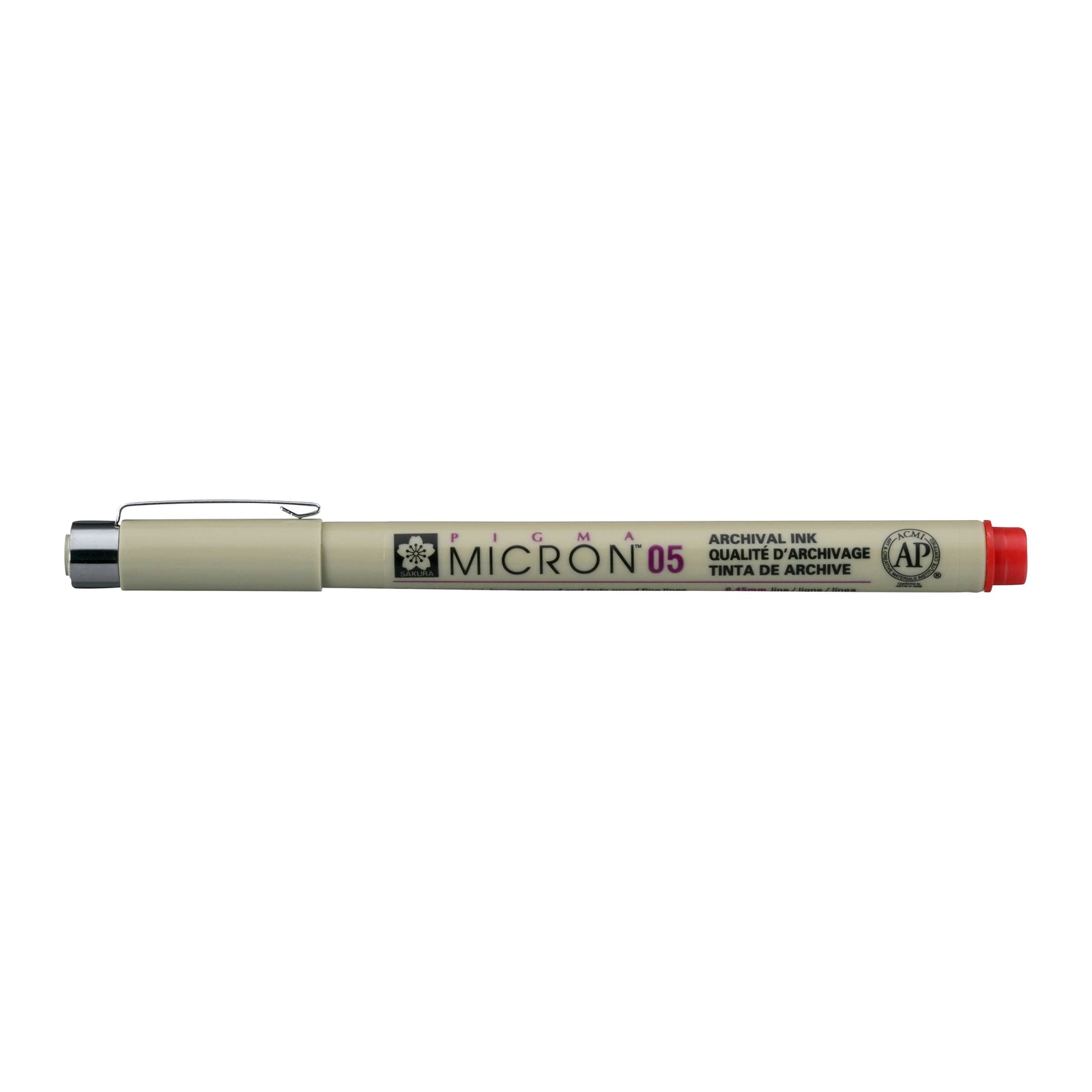 Sakura Pigma Micron 05 fineliner 0,45 mm – sada 6 barev – Červená