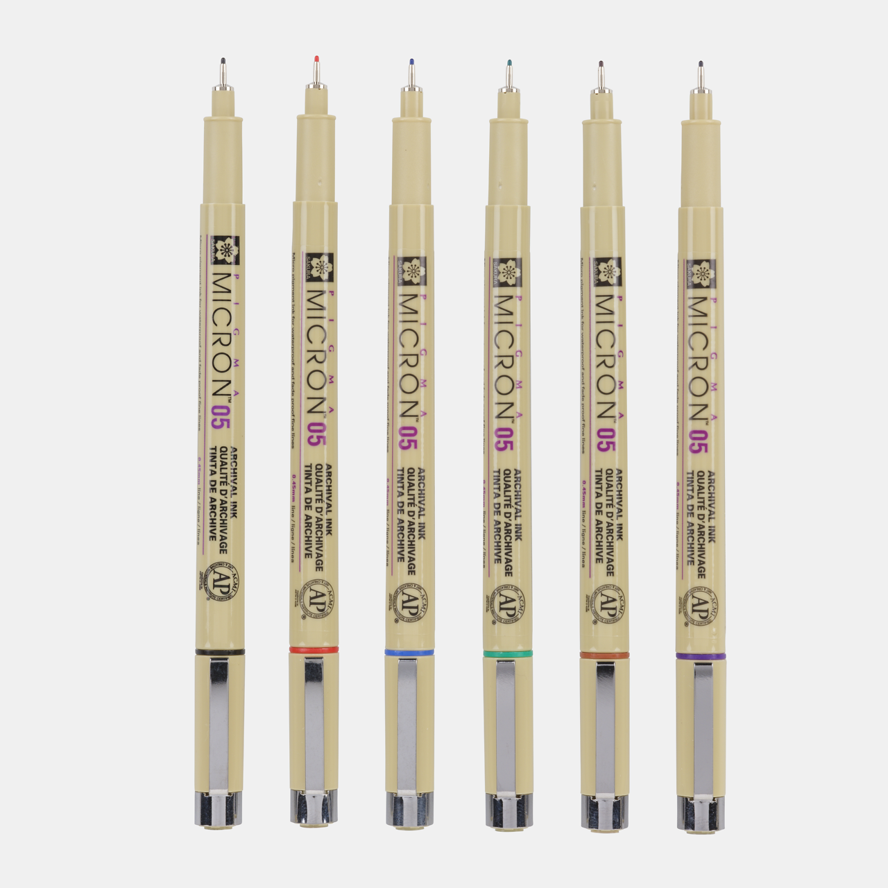 Sakura Pigma Micron 05 fineliner 0,45 mm – sada 6 barev