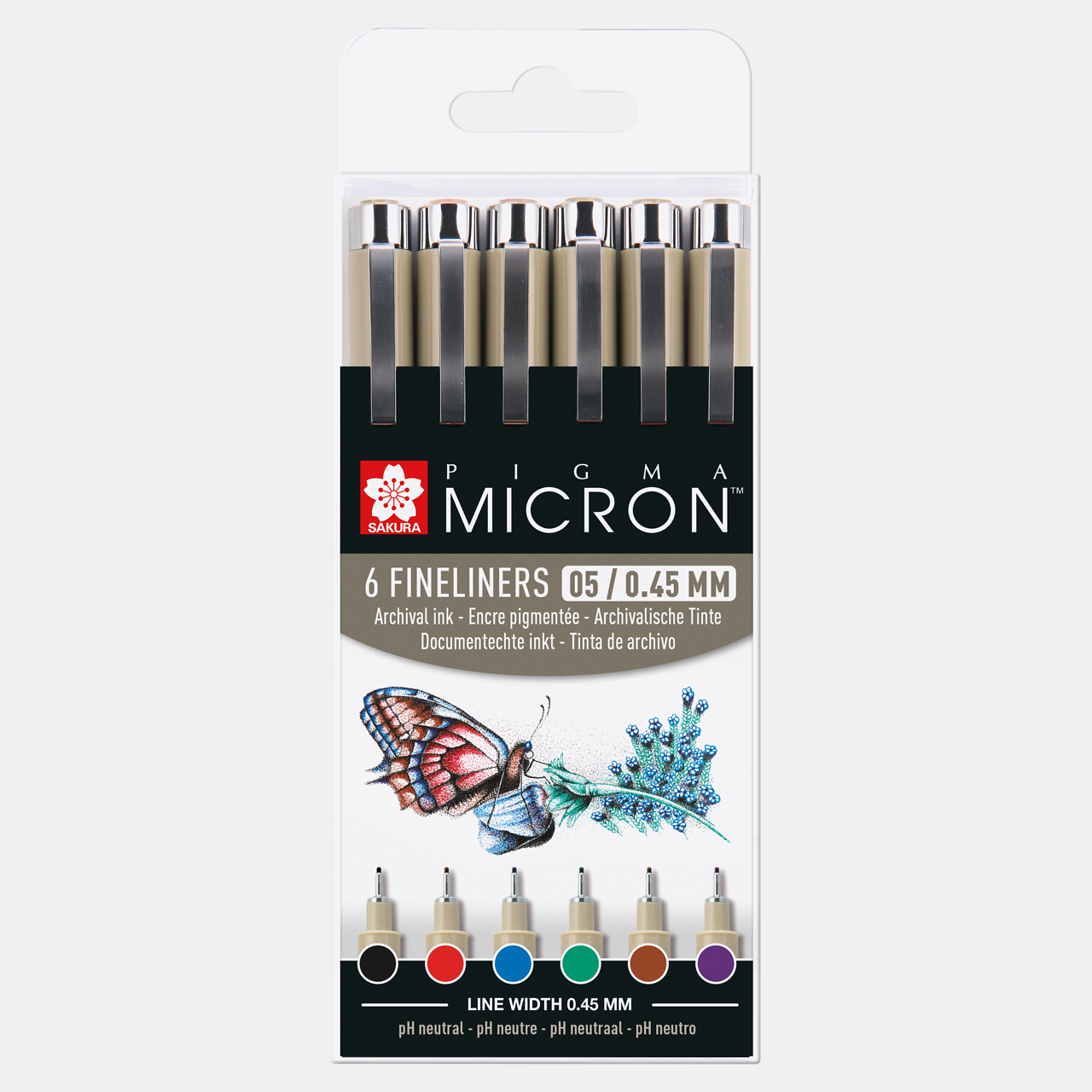 Sakura Pigma Micron 05 fineliner 0,45 mm – sada 6 barev