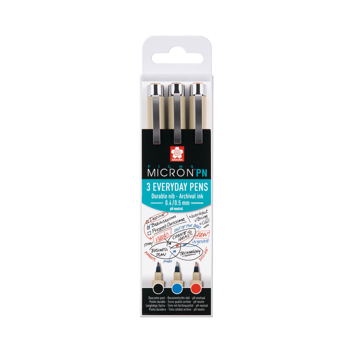 SAKURA Pigma Micron PN fineliner sada 3 ks - Black, Blue, Red