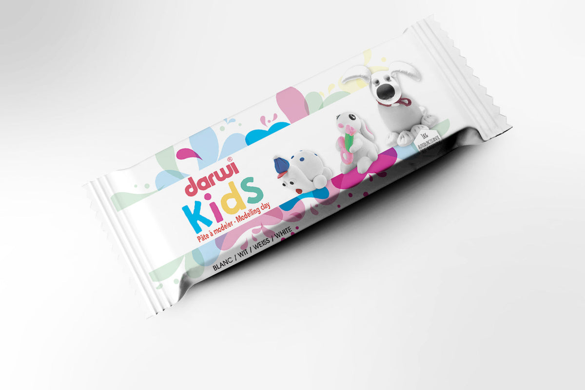 Samotvrdnoucí modelovací hmota DARWI Kids 1000 g bílá