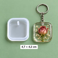 čtvercová forma 4,7 × 4,2 cm + 3 klíčenkové kroužky