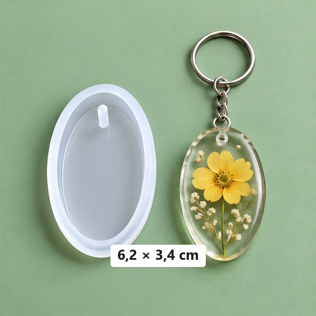 oválná forma 6,2 × 3,4 cm + 3 klíčenkové kroužky