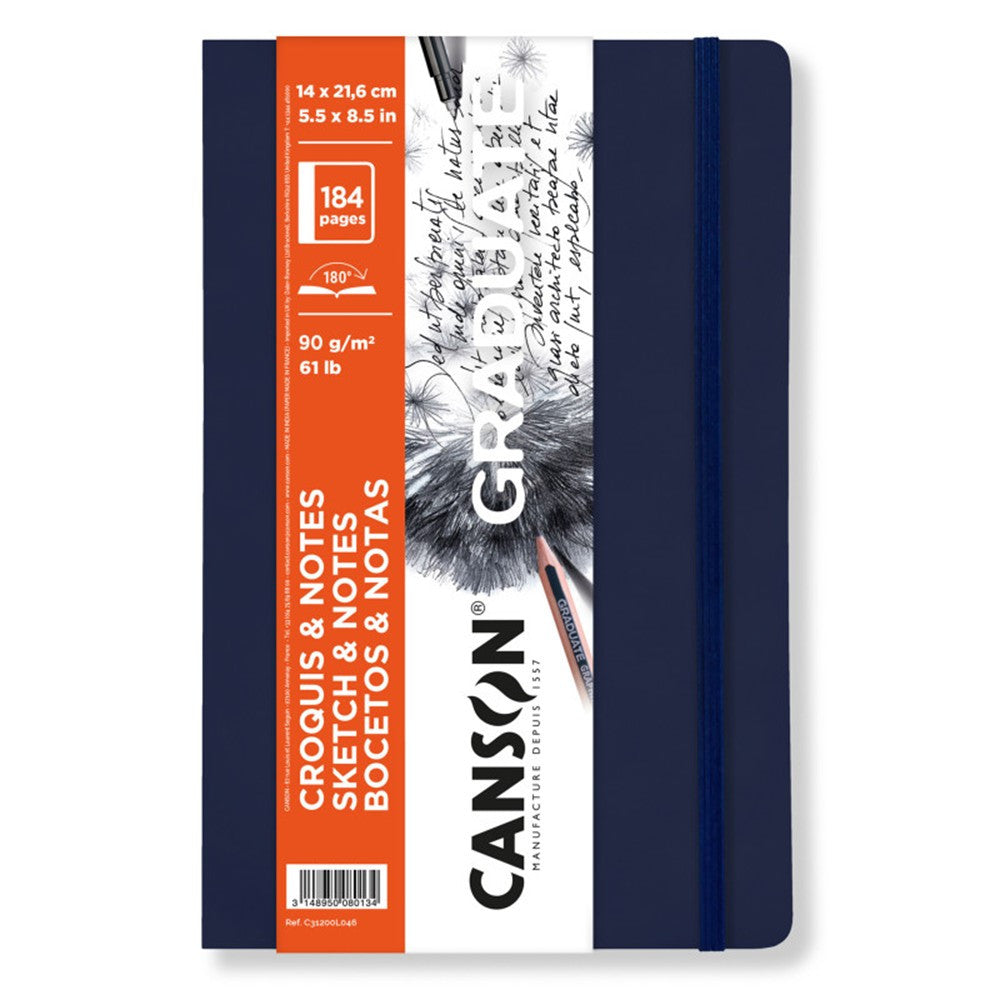 Skicák Canson Graduate Art Book 90 g/m², 184 listů, 14 x 21,6 cm, měkká vazba, Dark Blue