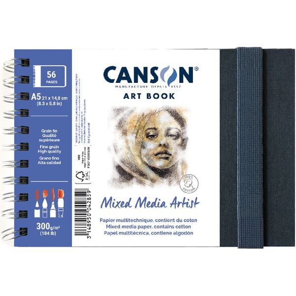 Skicák CANSON Mix Media Art Book 300 g 56L 14 x 21 cm v pevné vazbě