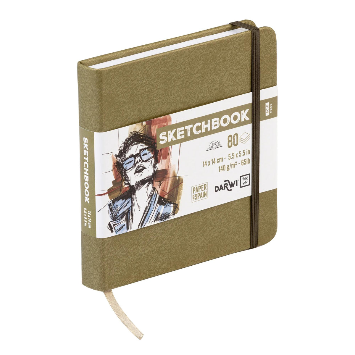 Skicovací blok DARWI Khaki 14 x 14 cm, 140 g, 80 listů