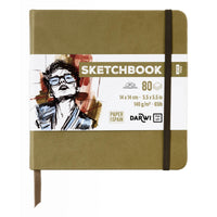 Skicovací blok DARWI Khaki 14 x 14 cm, 140 g, 80 listů