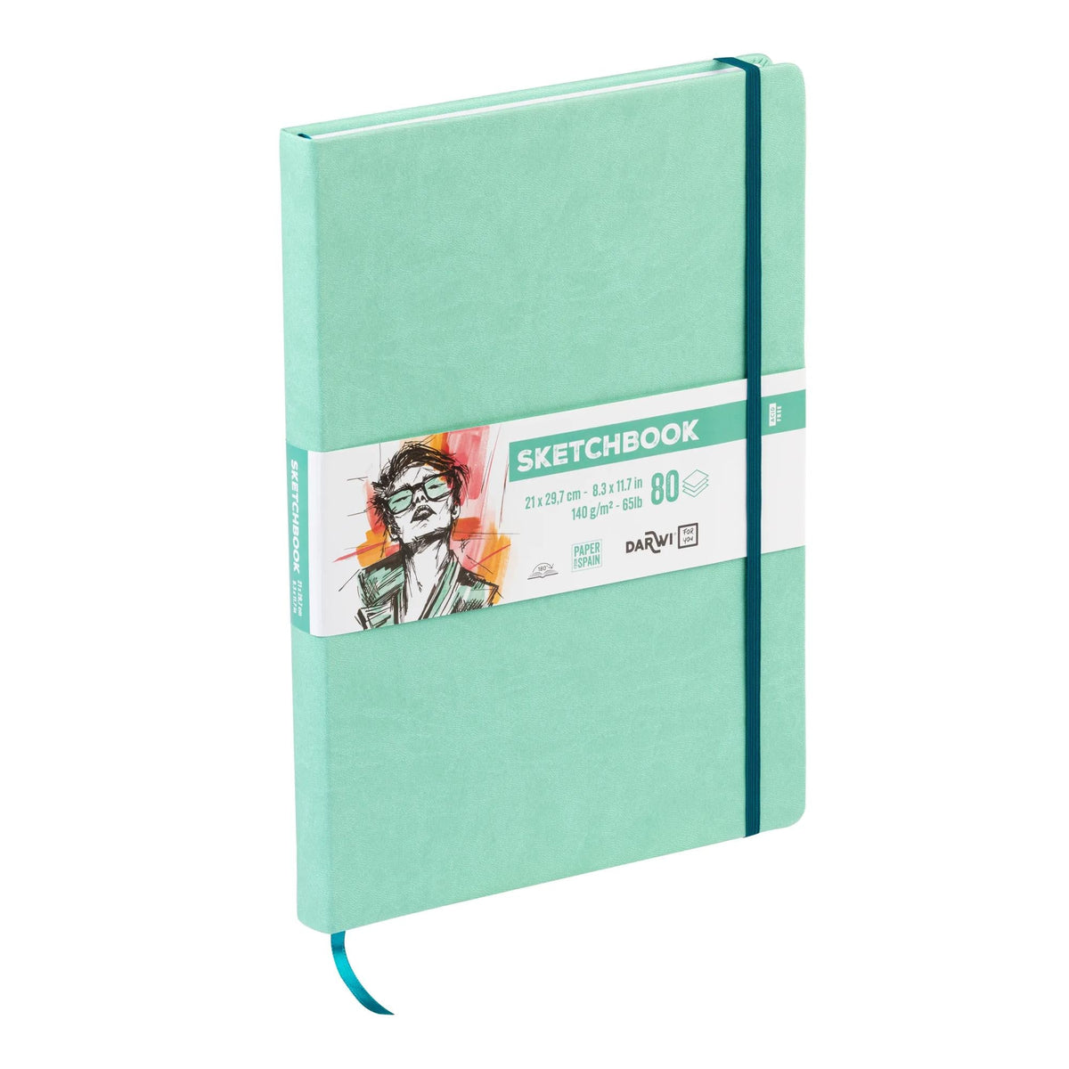 Skicovací blok DARWI Mint Green A4 140 g/m² - 80 listů