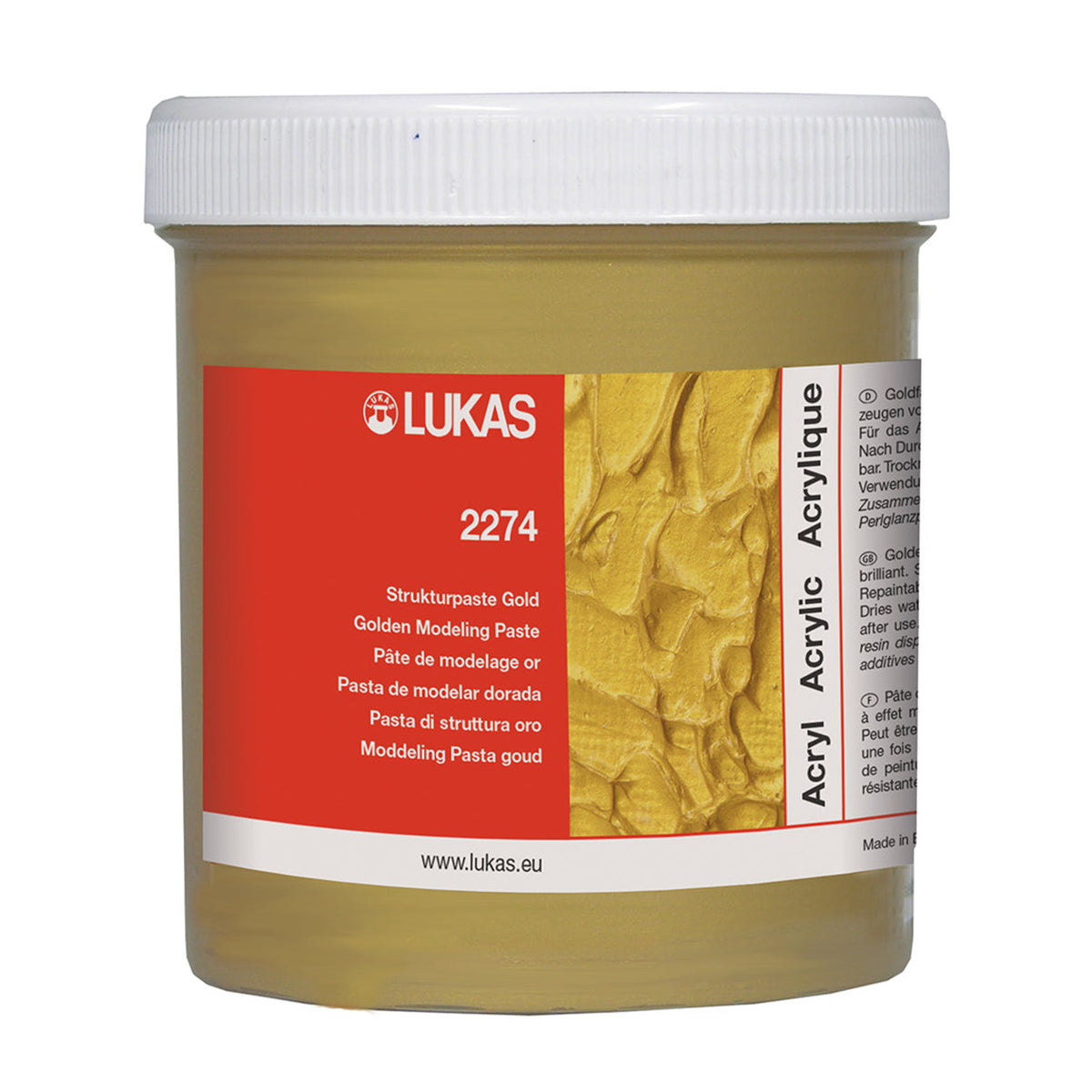 Strukturovací pasta LUKAS metalická 250 ml – zlatá
