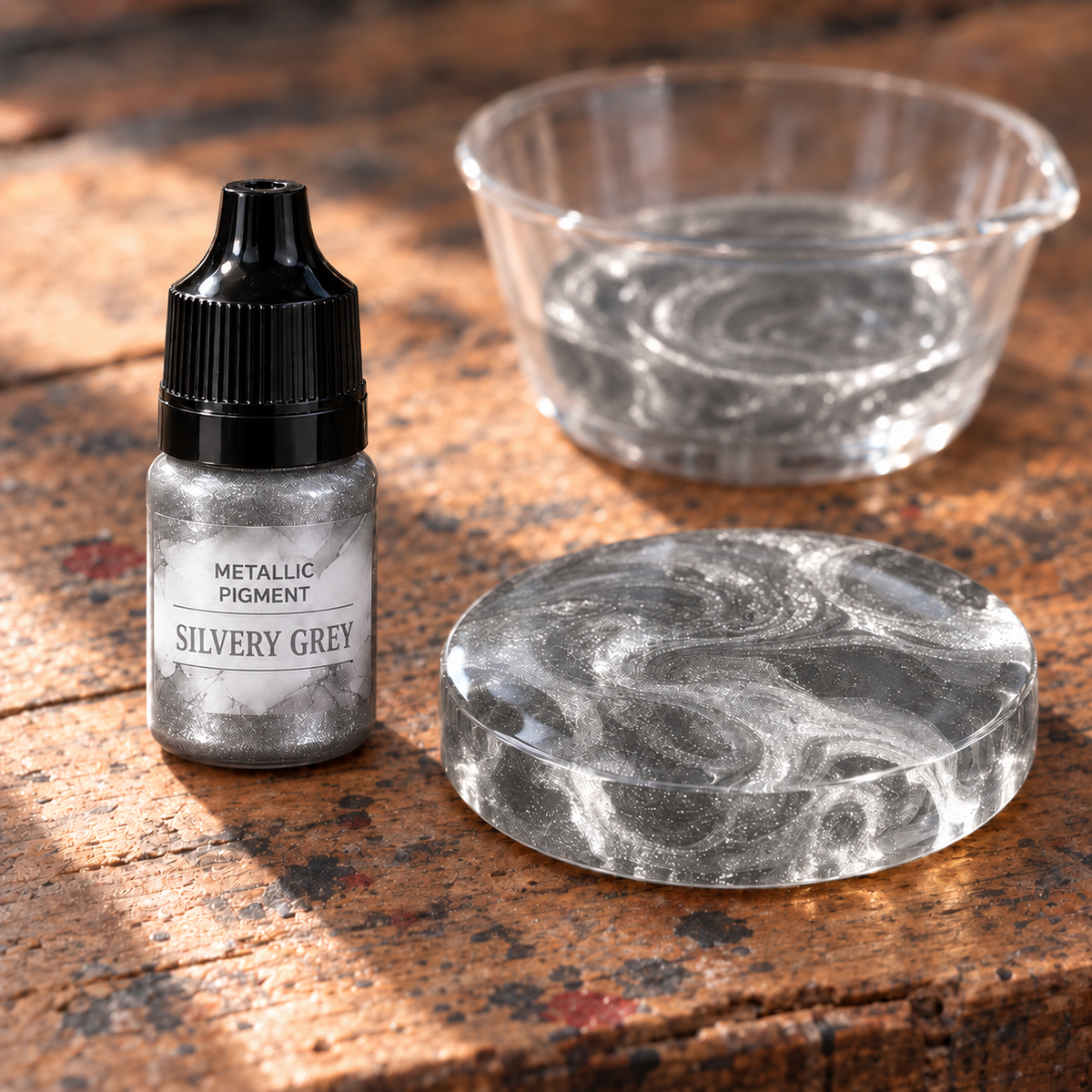 Tekutý metalický pigment do pryskyřice 5 ml – stříbrná