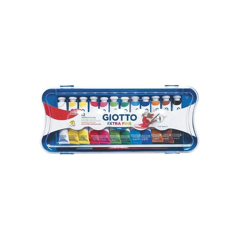 Temperové barvy GIOTTO Extra Fine v tubách se štětcem – 12 ks