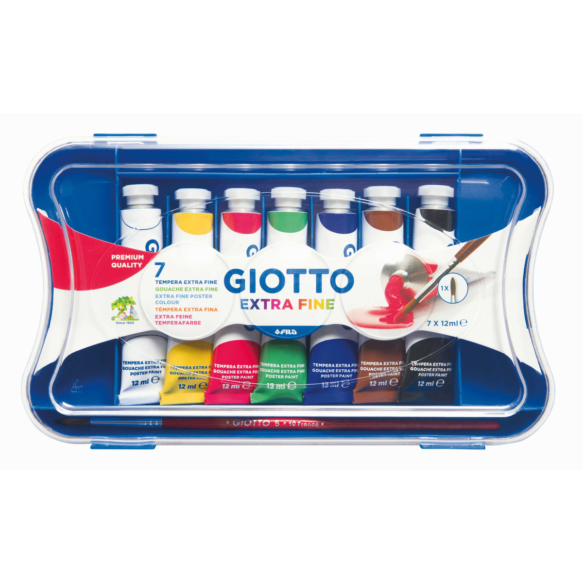 Temperové barvy GIOTTO Extra Fine v tubách se štětcem – 7 ks