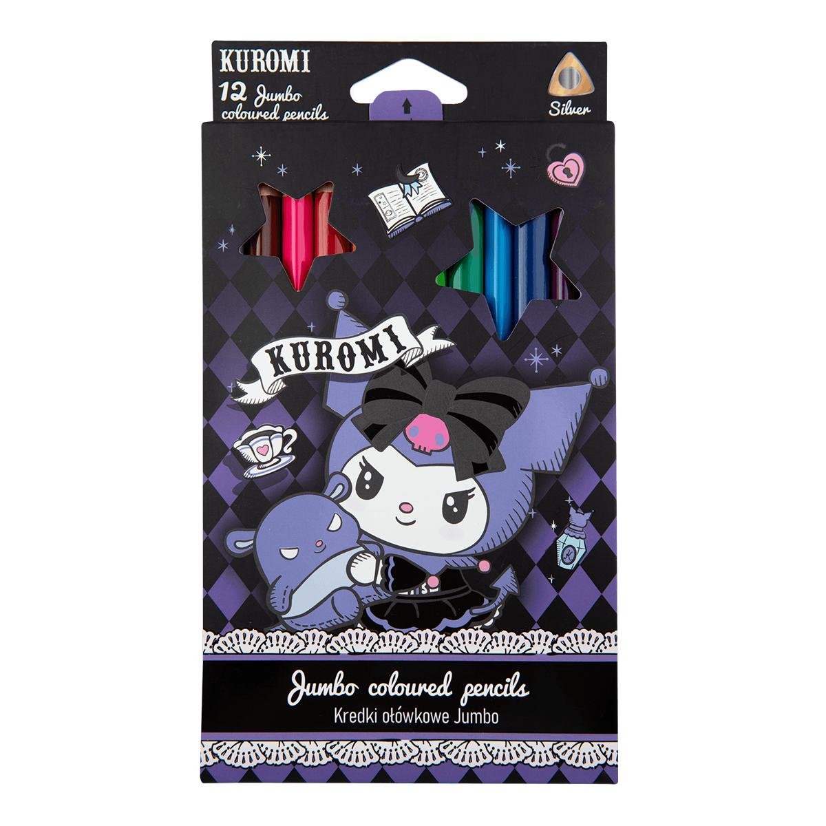 Trojhranné pastelky Colorino JUMBO Kuromi, 12 barev