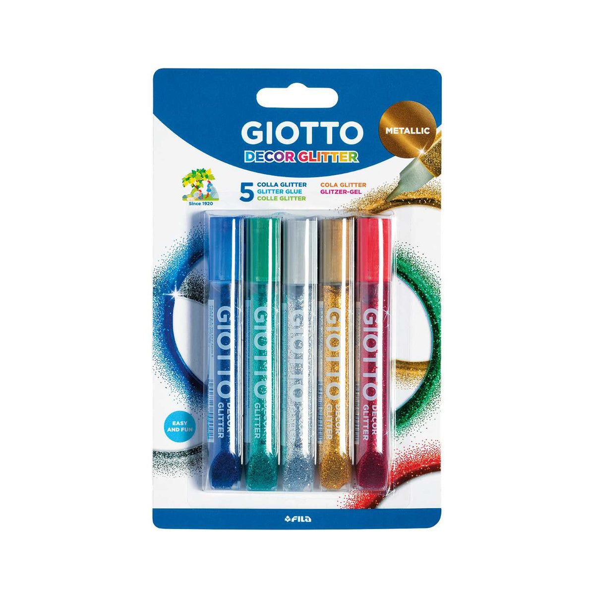 Třpytivé lepidlo GIOTTO Glitter Glue metalické barvy 5 x 10 g