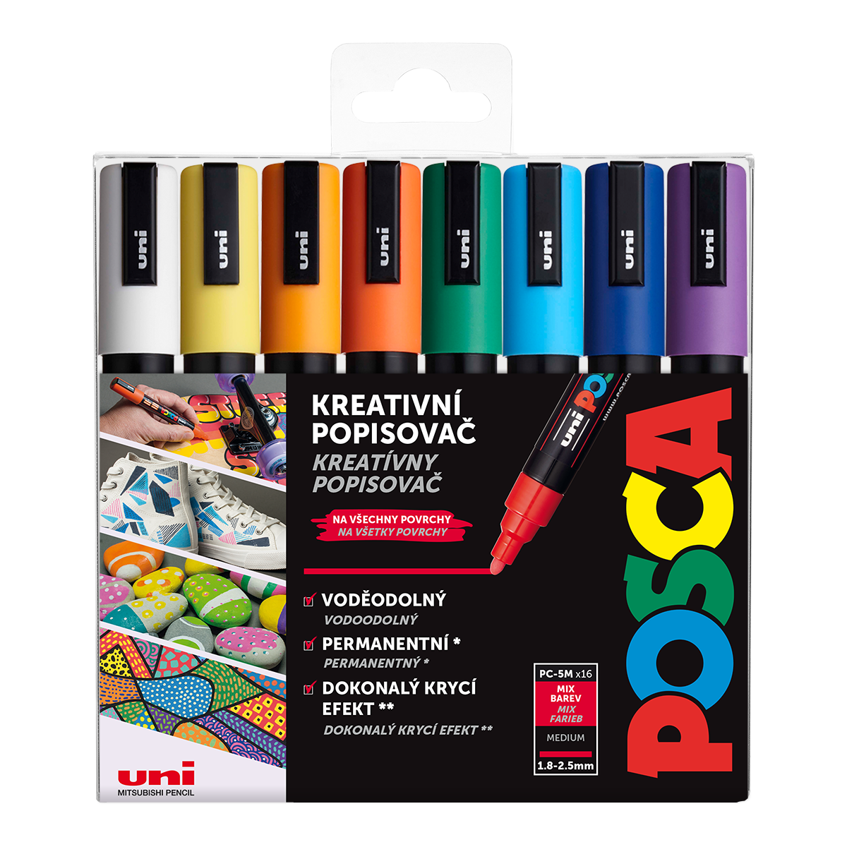 Posca sada popisovačů PC-5M, 1,8 – 2,5 mm, mix barev (16 ks)