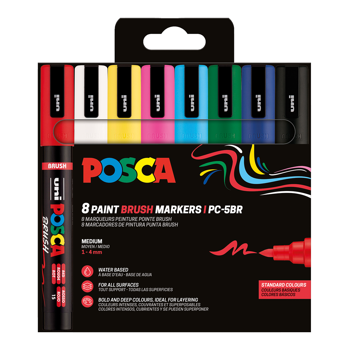 Posca sada popisovačů PC-5BR, 1–4 mm, základní barvy – 8 ks