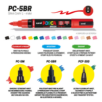 Posca sada popisovačů PC-5BR, 1–4 mm, základní barvy – 8 ks