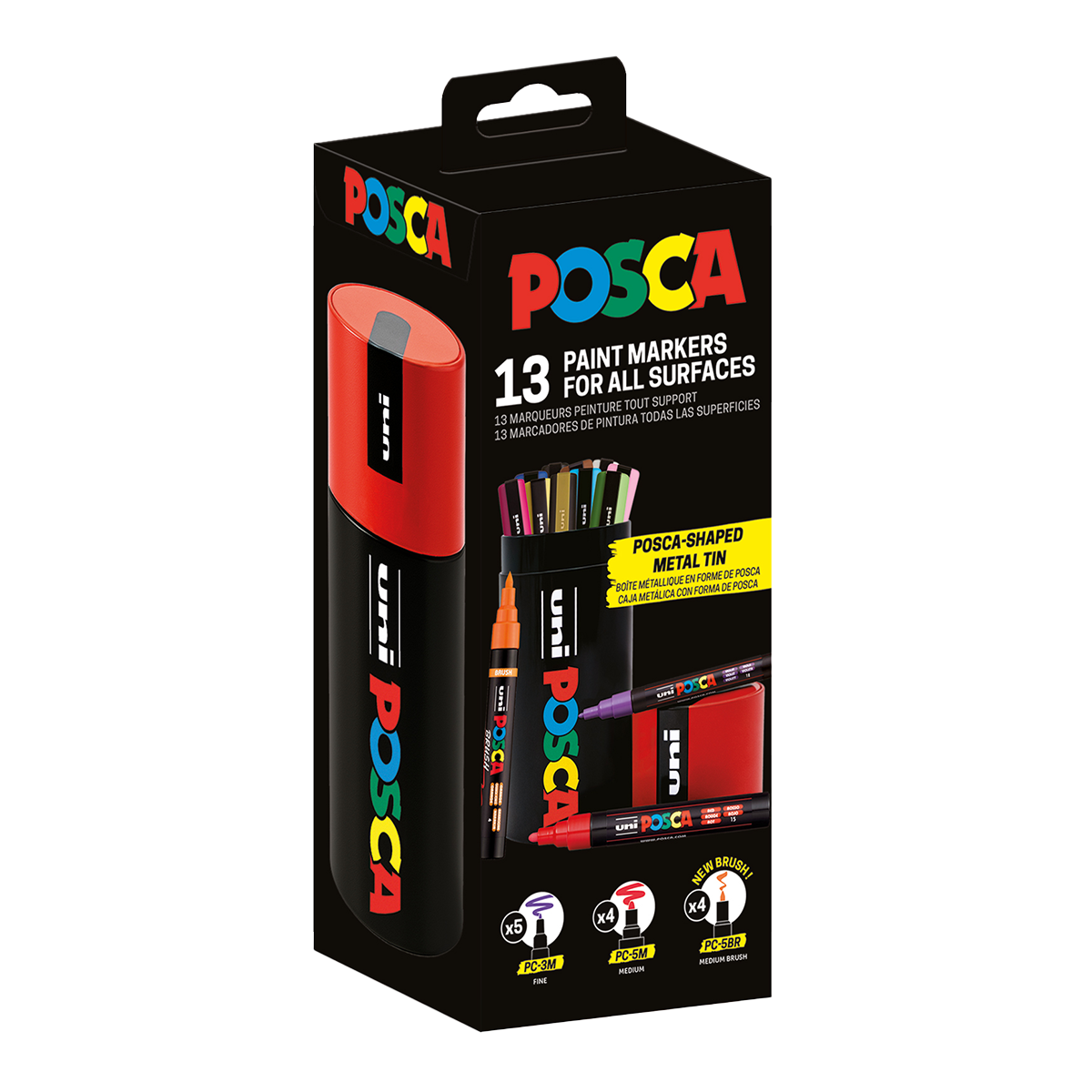 Posca kombinovaná sada popisovačů v plechové dóze – 13 ks (PC-3M, PC-5M, PC-5BR)