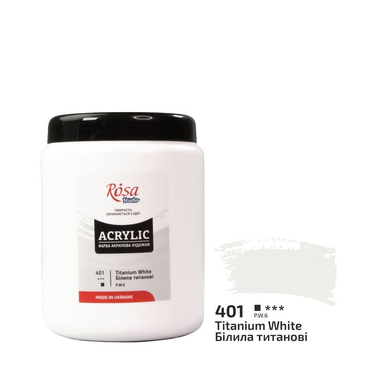 Akrylová farba, 1000 ml, ROSA STUDIO – Titánovo biela (401)