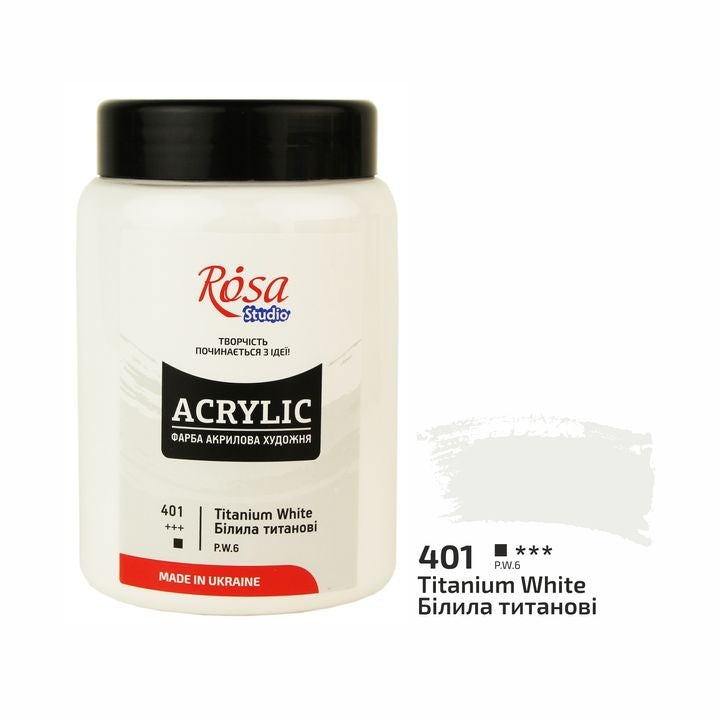 Akrylová farba, 400 ml, ROSA STUDIO – Titánovo biela (401)