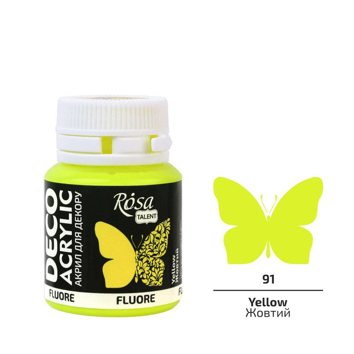 Acrylic paint, ROSA Talent, 20ml, fluorescent – 91 Yellow