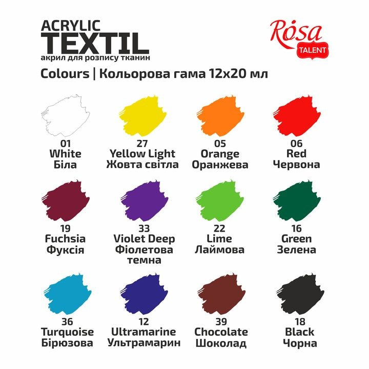 Sada akrylových farieb na textil STYLE, ROSA TALENT | rôzne sety