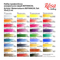 Sada akvarelových farieb "Botanycal" ROSA GALLERY, kovové puzdro, 35 farieb, plné panvice