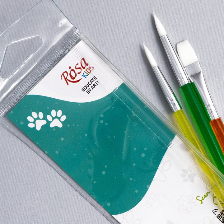 Sada štetcov ROSA Kids 3 ks syntetických | okrúhly č. 6, 8, plochý č. 10