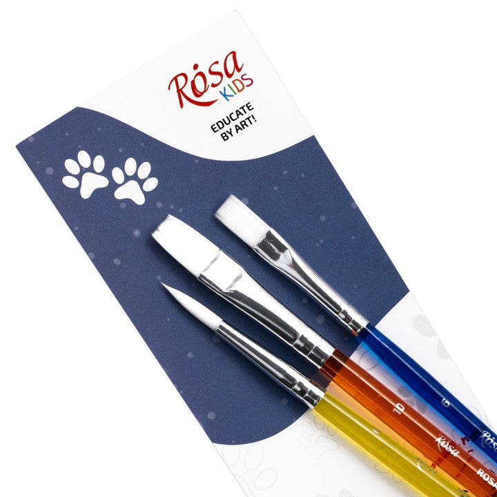Sada štetcov ROSA Kids 3 ks syntetických | okrúhly č. 6, plochý č. 6, 10