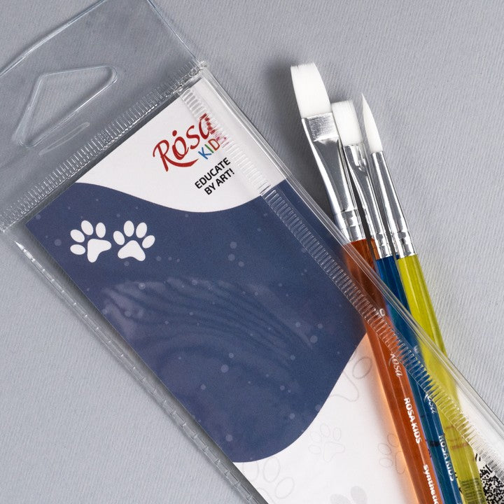 Sada štetcov ROSA Kids 3 ks syntetických | okrúhly č. 6, plochý č. 6, 10